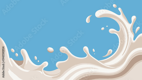White milk splash blue background