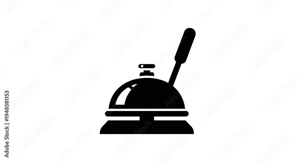 Fototapeta premium Vintage hotel reception bell icon, classic service desk bell, concierge call button
