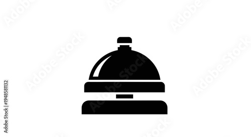 Vintage hotel reception bell icon, vintage service bell, concierge desk bell, isolated on white background