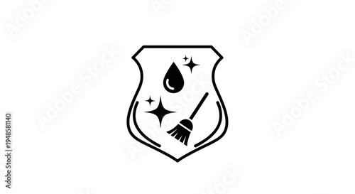 Waterproof and Cleaning Shield Icon: Protection, Hygiene, Shine, and Freshness Symbol