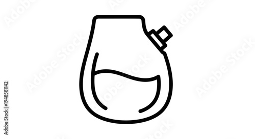 Water Bottle Icon, Liquid Container, Hydration, Sport Drink, Fitness, Health, Outline Graphic