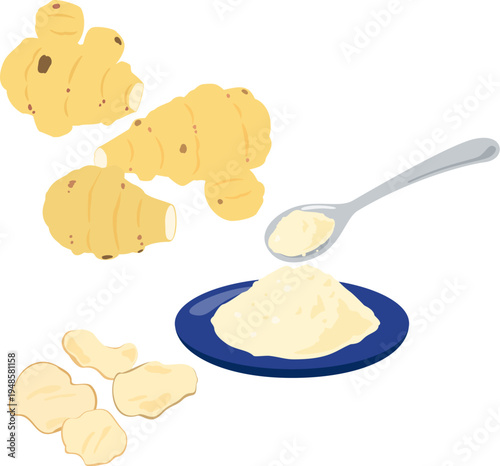 菊芋と菊芋パウダーと菊芋チップス