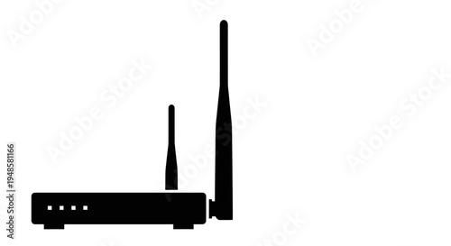 Wireless Router Icon with Antennas - Technology and Connectivity Concept