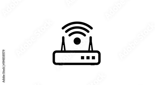 Wireless Router Icon with Wi-Fi Signal Waves, Technology and Connectivity Symbol