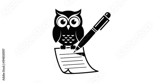 Wise Owl Writer Icon: Symbolizing Knowledge, Creativity, and Education