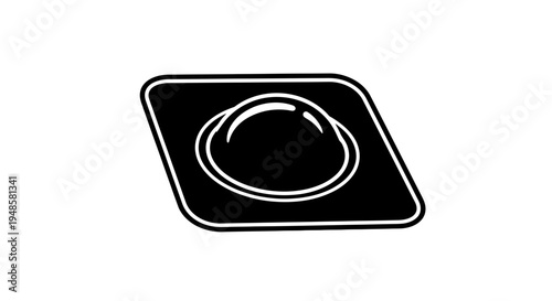 Simple Black and White Icon of a Condom in Packaging