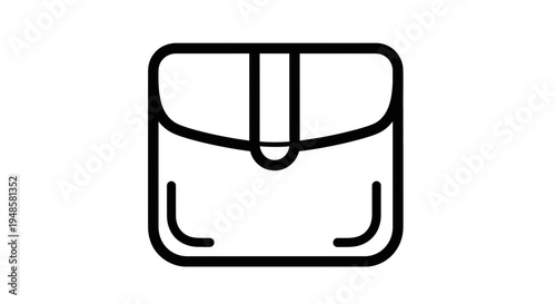Simple black line icon of a messenger bag, isolated on white background