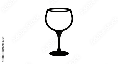 Simple Black Outline Icon of a Wine Glass on White Background