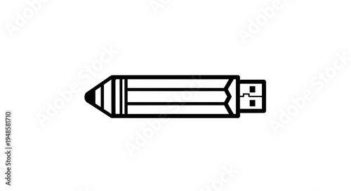 Pencil USB Drive Icon: Creative Data Storage and Digital Art Concept