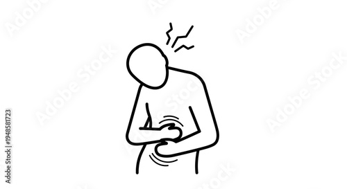 Person with Stomach Ache and Headache, Feeling Unwell