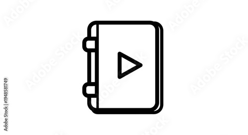 Play Button Icon on a Notebook or Journal Page, Digital Media Concept