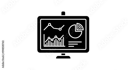 Presentation Screen with Financial Charts and Graphs