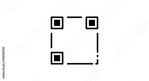 QR Code Icon: Simple Black and White Square Symbol for Scanning and Digital Information