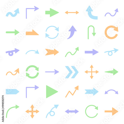 矢印のベクターイラストセット。アイコン、シンプル