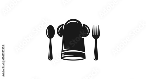 Chef Hat with Spoon and Fork Icon - Culinary Symbol
