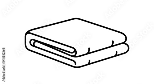 Clean Folded Towel Icon, Simple Line Art Illustration of Fabric Item
