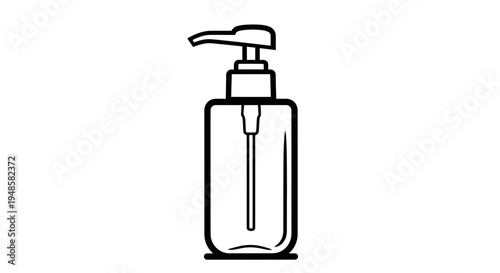 Clean Soap Dispenser Icon, Liquid Pump Bottle Line Art, Hygiene and Health Symbol