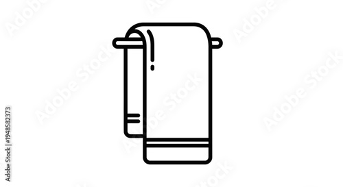Clean Towel Hanging on a Rack, Minimalist Bathroom Icon, Simple Line Art