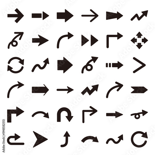 矢印のベクターイラストセット。アイコン、シンプル