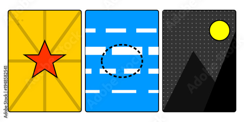 Modern geometric poster with abstract shapes and bold colors, minimal composition for design inspiration