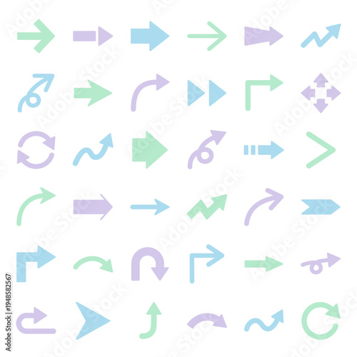 矢印のベクターイラストセット。アイコン、シンプル