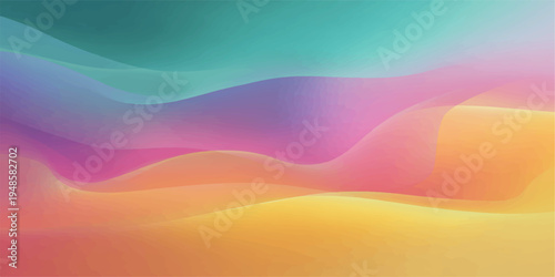 Abstract colorful background with orange and yellow wavy curves forming a vector illustration of a sunset landscape with light patterns and water textures