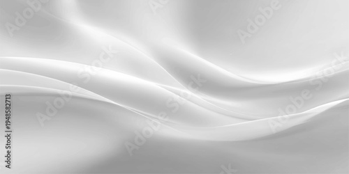 An elegant white silk and satin fabric background featuring soft flowing waves and smooth curves in a luxury textile design with light motion and a draped cloth texture