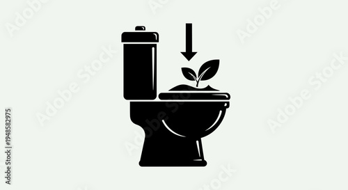 Eco Toilet Icon with Sprout Growing, Sustainable Living Concept