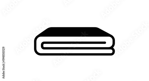 Folded Blanket Icon, Simple Black and White Graphic Symbol for Comfort, Warmth, and Home
