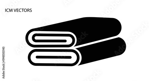 Folded Fabric Icon Vector, Stacked Cloth Material, Textile Roll Symbol