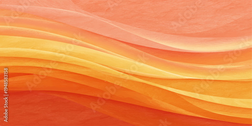 An abstract orange and yellow silk wave design featuring a flowing textile pattern with golden light curves and soft motion lines for a decorative art backdrop