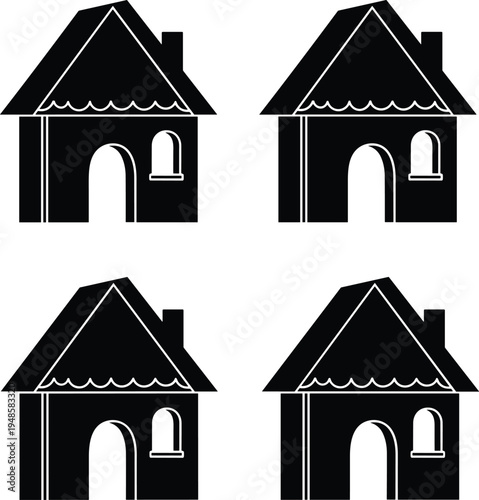 Black silhouette of residential houses for real estate market property development neighborhood community planning home construction industry and suburban architectural design