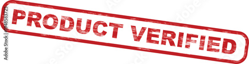 Red stamp with product verified text in bold white letters