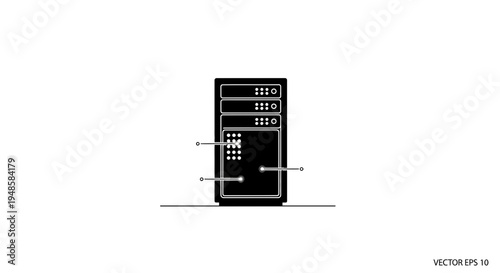 Server Rack Icon, Data Center Equipment, Technology Hardware, Network Storage
