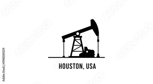 Silhouette of an oil pump jack in Houston, USA, symbolizing the energy industry.