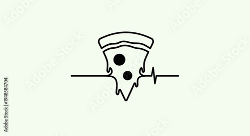 Pizza Heartbeat Line Art: Love for Pizza, Healthy Lifestyle, Food Lover Concept