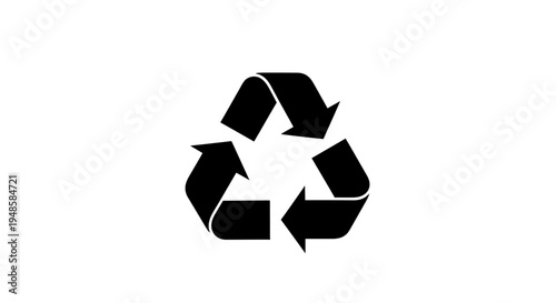 Recycle Symbol Icon, Black Arrows Forming a Triangle on White Background, Eco-friendly Concept