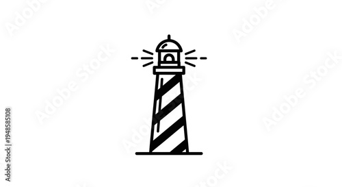 Minimalist Lighthouse Icon, Nautical Navigation Symbol, Coastal Beacon Light