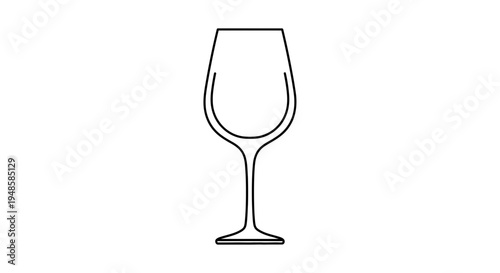 Minimalist Line Art of an Empty Wine Glass on White Background