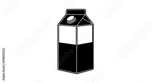 Minimalist Milk Carton Icon, Simple Beverage Container, Dairy Product Graphic
