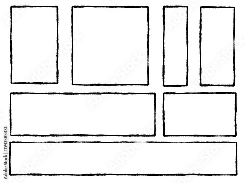 Hand Drawn Speech Bubble Set – Brush Style Comic and Manga Balloon Collection / 筆タッチのフキダシセット2 / 黒色 / 四角 / 漫画素材