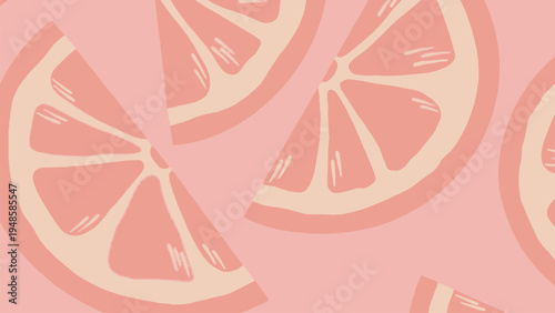 An abstract art background with a repeating pattern of sliced citrus fruits