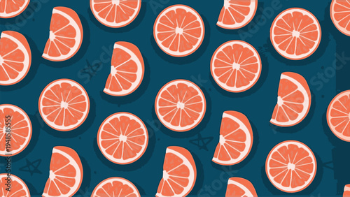 Abstract art background with sliced oranges