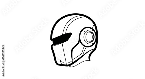Futuristic Warrior Helmet, Sci-Fi Armor, Cyberpunk Headgear, Line Art