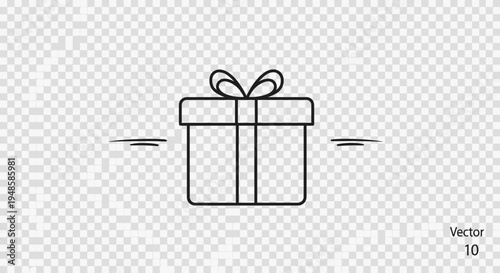 Gift Box Icon with Ribbon and Speed Lines - Simple Vector Illustration