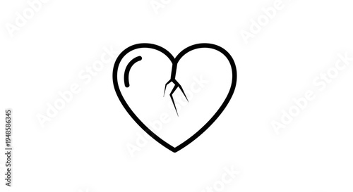 Broken Heart Icon, Symbol of Sadness, Loneliness, and Heartbreak