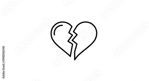 Broken Heart Icon, Symbol of Sadness, Loneliness, and Relationship Problems