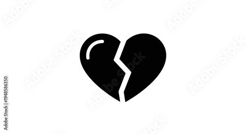 Broken Heart Icon, Symbol of Sadness, Love Loss, and Heartbreak