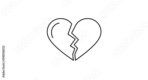 Broken Heart Icon, Symbol of Sadness, Loneliness, and Heartbreak