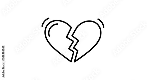 Broken Heart Icon, Symbol of Sadness, Love Loss, Relationship Breakup, Emotional Pain